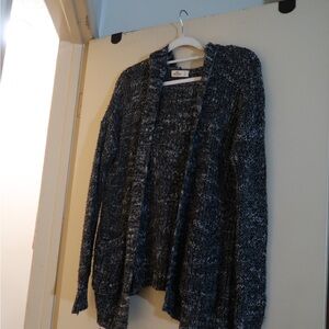 Hollister Black and Gray Cardigan with Hoodie